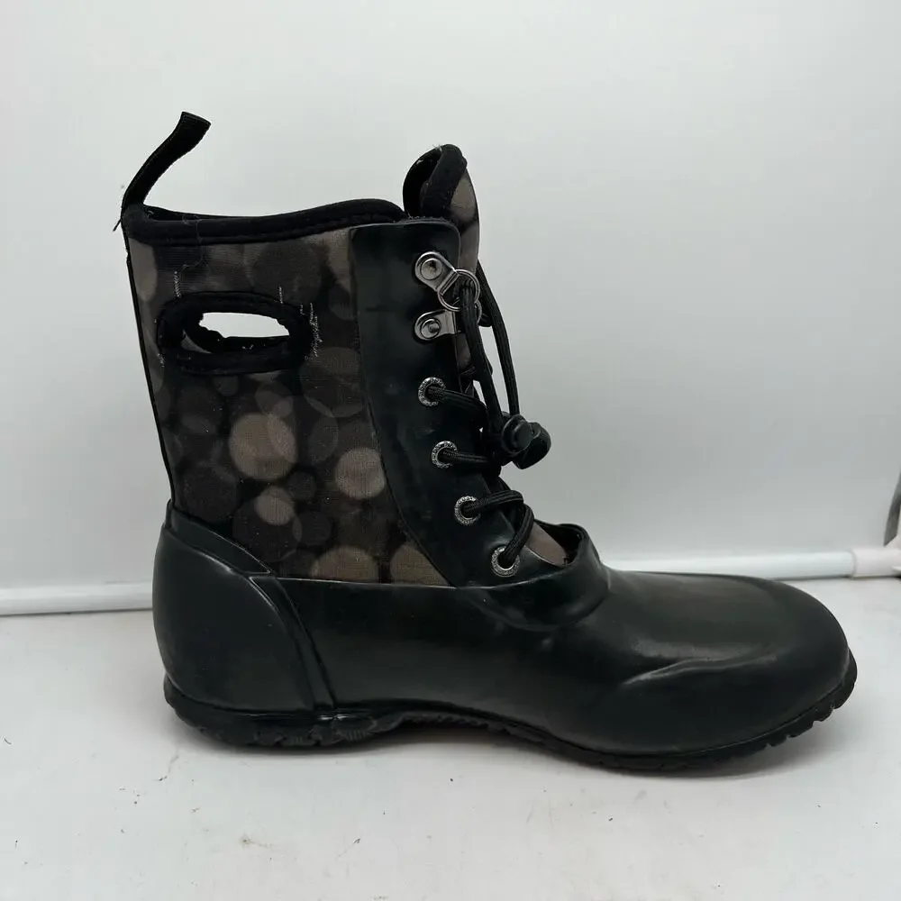 Bogs Boots Youth 4 Sidney Gray Black Lace Up Waterproof Neoprene Rain Snow